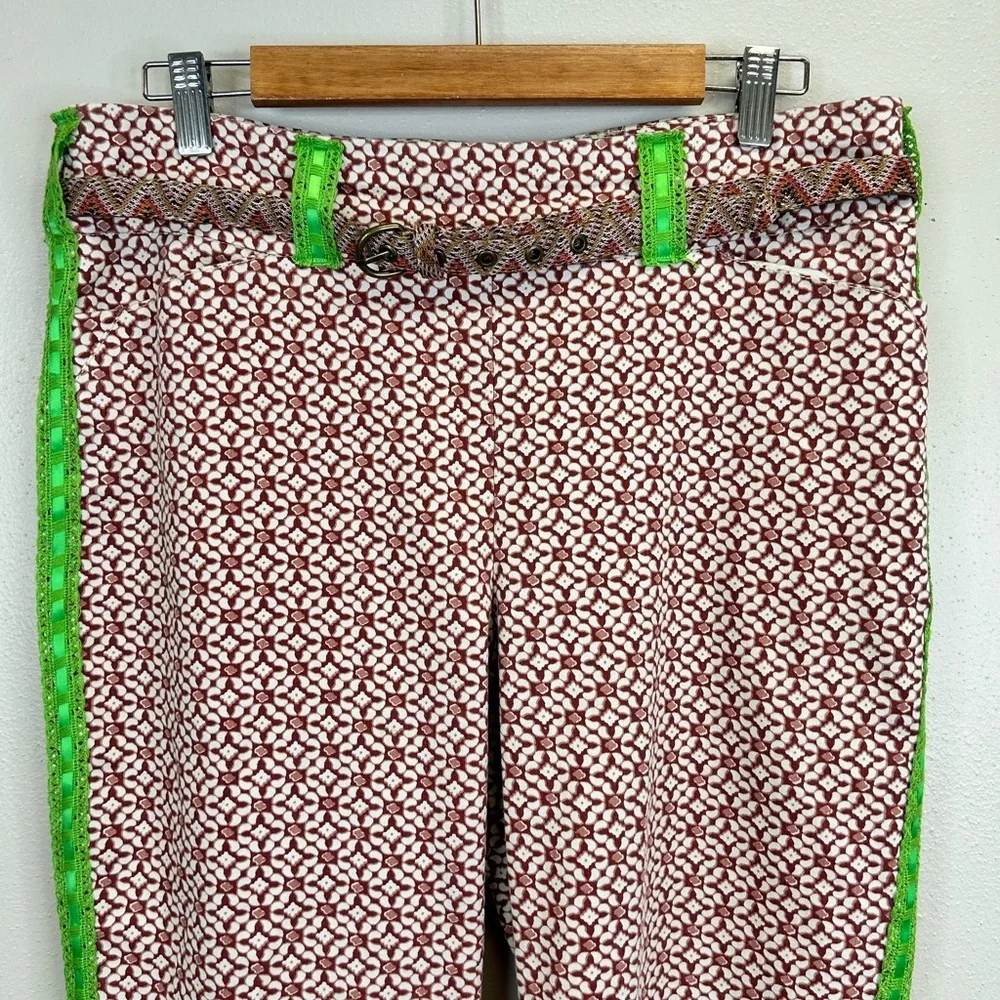 Floral Colorful Flare Pants Fun Festival Hippie Boho‎ Size 12 Stretch Maximalist